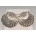 RA381PERS Sterling Silver Large Scallop Shell Post Earrings