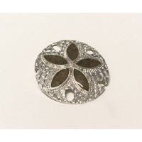 RD290S Large Sterling Silver Sand dollar with beach sand Slider